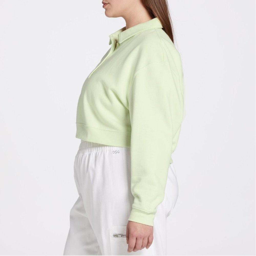 XL - DSG - Crop Fleece Henley Sweatshirt Light Green Neon NEW $40 msrp - Picture 3 of 4
